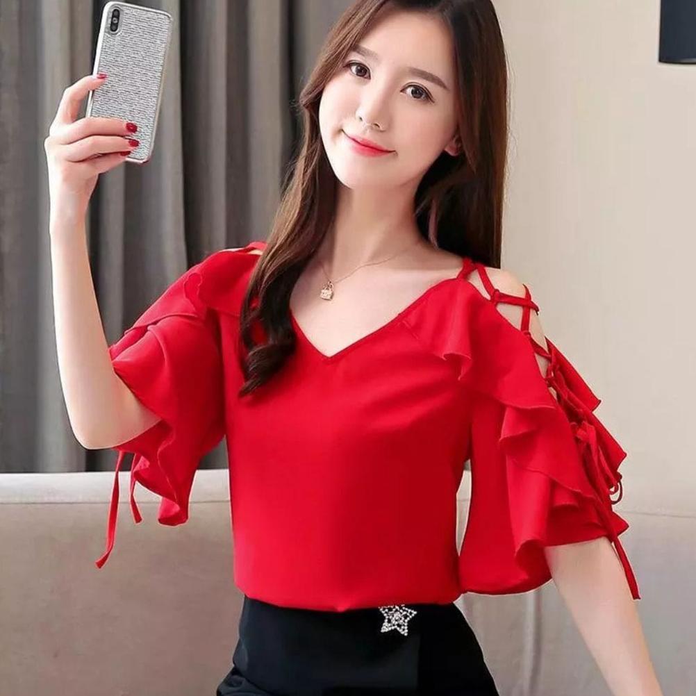 QFS -ATASAN WANITA KOREA BLOUSE NATASHA / UKURAN L DAN XL / TERBARU / KOREA/BANGKOK/FASHION WANITA