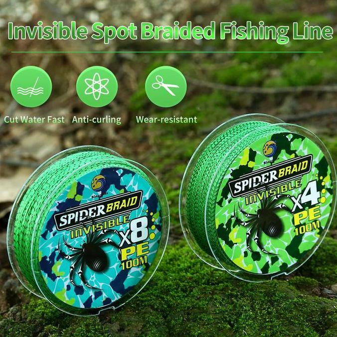 Lure Invisible Bionik Pe Fishing Line 100M Anti Gigitan Kuat Bahan Impor Jepang X4 X8 Braided Spider