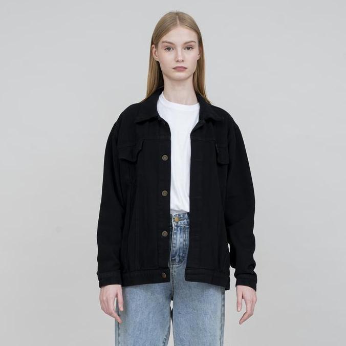 Houseofcuff Jaket Jeans Denim Hitam Tebal Wanita Unisex Tokyo