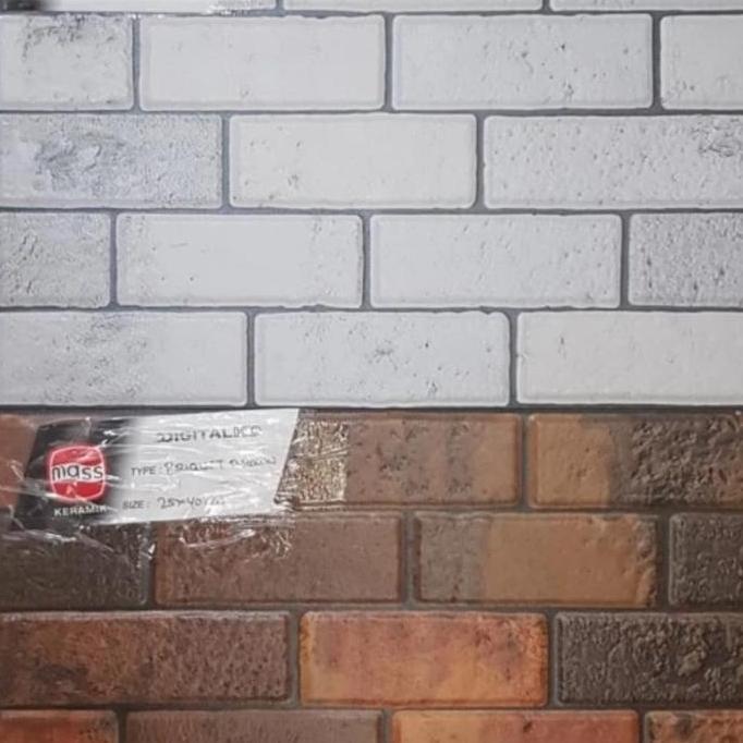 keramik dinding 25x40 motif batu bata agak timbul