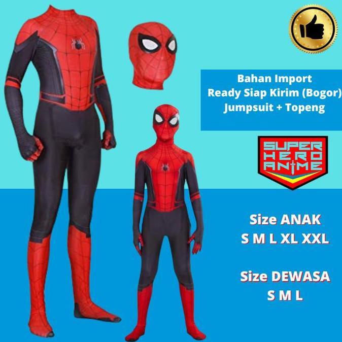 TERMURAH Kostum Superhero Anak Spiderman Baju Costume Cosplay Spider Impor READY STOCK