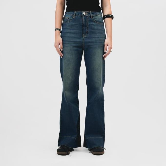 Amos de Nimes - Basica Women Flare Strecht - Blue Denim Jeans
