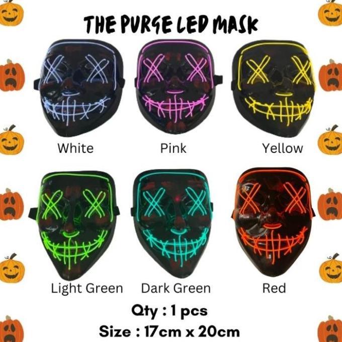 The Purge Anonymous V for Vendetta led mask/topeng Halloween tengkorak hacker warna lampu 3mode