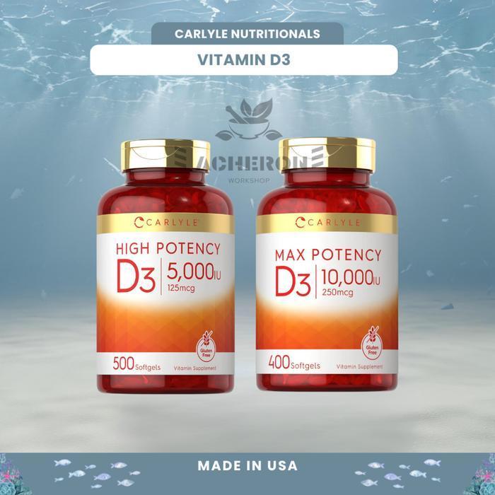 Vitamin D3 5000 10000 iu Carlyle 400 500 sg 125 250 mcg vit imunitas max potency USA