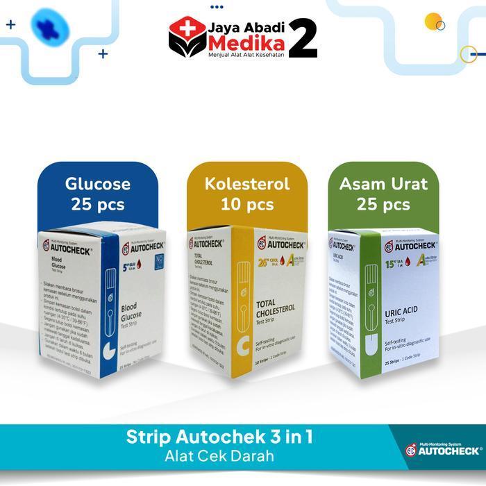 autocheck 3 in 1 strip gula kolesterol asam urat original autocheck
