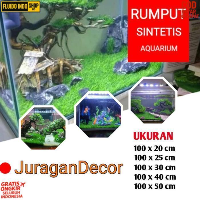 Exclusive Rumput Sintetis Swiss Full Hijau Aquarium Ukuran 100X20 100X25 100X30 100X40 100X50 Cm