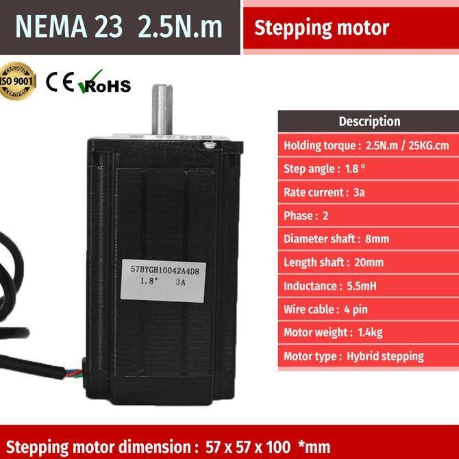 PIZERY Stepper motor nema23 nema 23 57 torsi 2.5N.m 3.6a for CNC Router