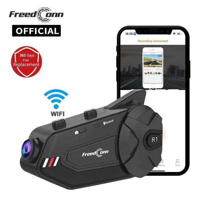 SIAPKIRIM Freedconn R1 Plus 1080 Pixel Kra Intercom Bluetooth Helm Wateroof Walkie Talkie Ht Wifi Ga