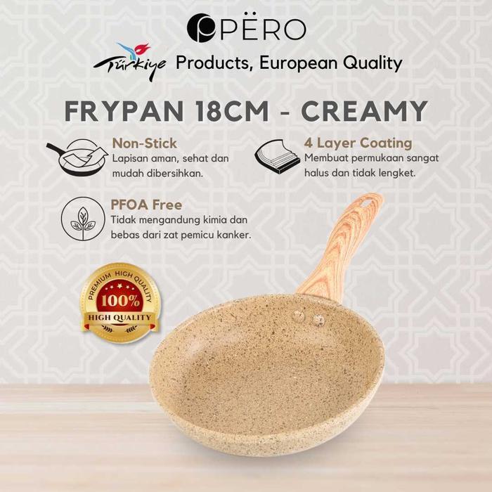 Pero Frypan 18Cm Nonstick Granite Wooden Handle/ Wajan Tanpa Minyak Original Dan Terpercaya