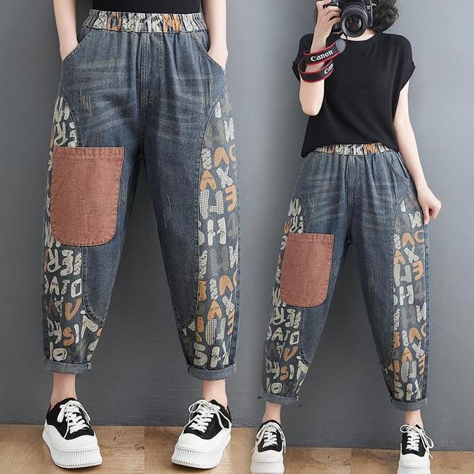 LC414 Premium Oversized Celana Jeans Vintage Retro Style Fashion Terbaru