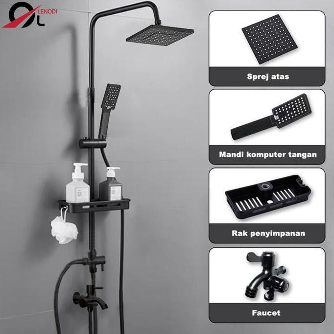 Shower Kamar Mandi 4 Dalam 1 Set Dengan Sprayer Faucet Sprayer / Black Gold Kamar Mandi Shower Set /