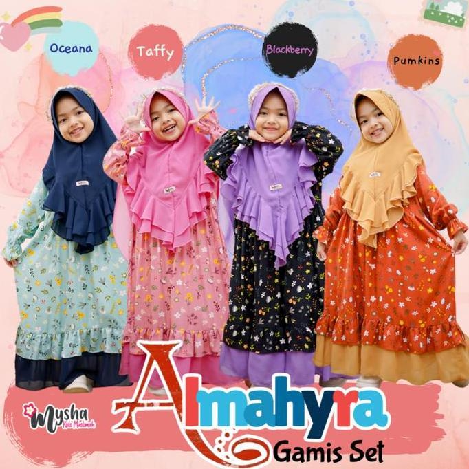 Gamis Anak Set Hijab Almahyra series untuk usia 1-8 thn By Mysha Kids muslimah (Satu set dengan Hija