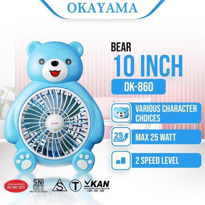 gowilman91 - kipas angin meja karakter beruang okayama ok-86 kip as kipas angin