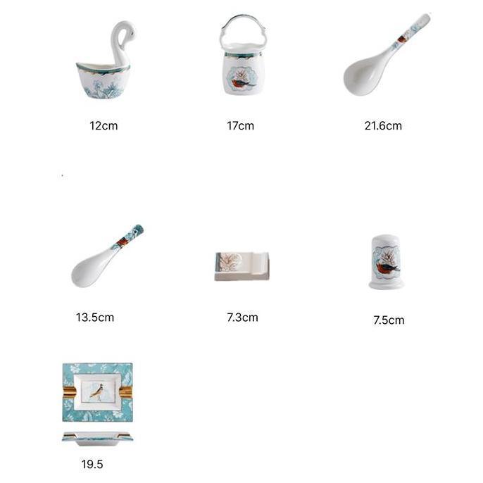 Premium Piring Makan Set Komplit Dinner Table Plating Set Blue Vintage Luxury