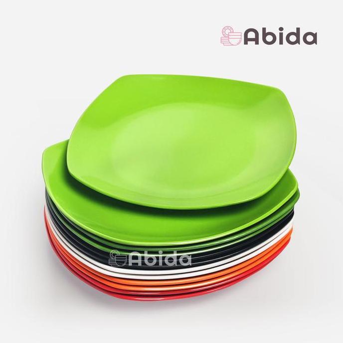 Bergaransi Abida 1 Lusin Piring Kotak Melamin 9,5 Inch Piring Makan Lusinan M5395