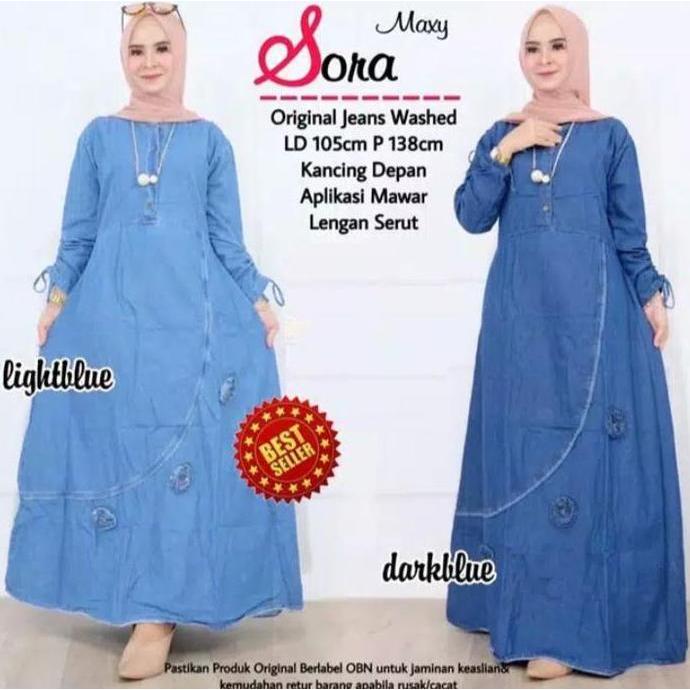 Gamis Jeans Modern / Gamis Levis Wanita / Baju Gamis Murah Kekinian