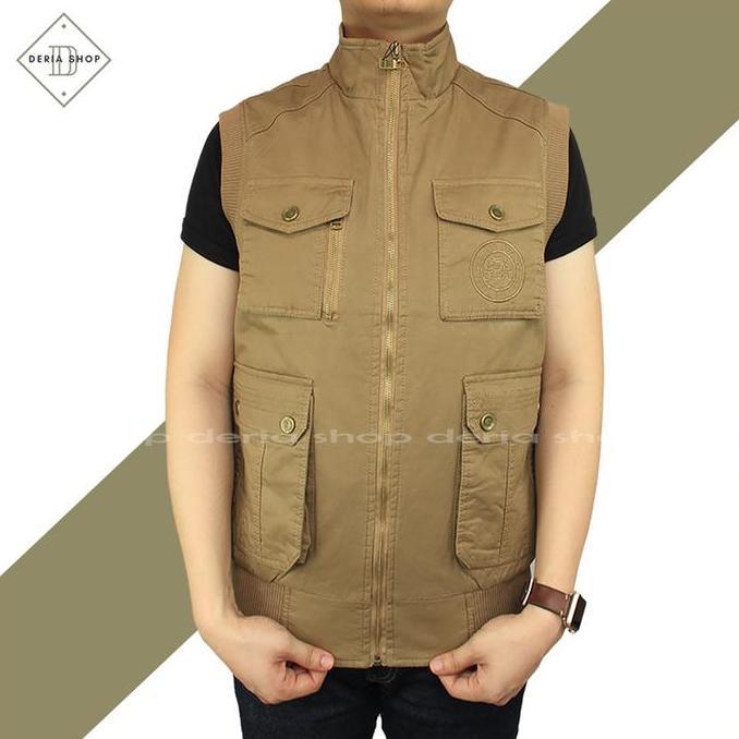 MUNASHOPS_CORP - ROMPI BOLAK BALIK JEEP PRIA TACTICAL OUTDOOR BAHAN KANVAS KHAKI HIJAU JAKET MOTOR S