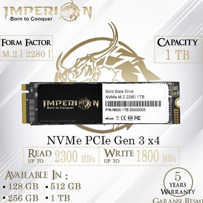 SSD NVME M.2 1TB IMPERION SSD NVMe M.2 PCIe Gen3 GARANSI RESMI