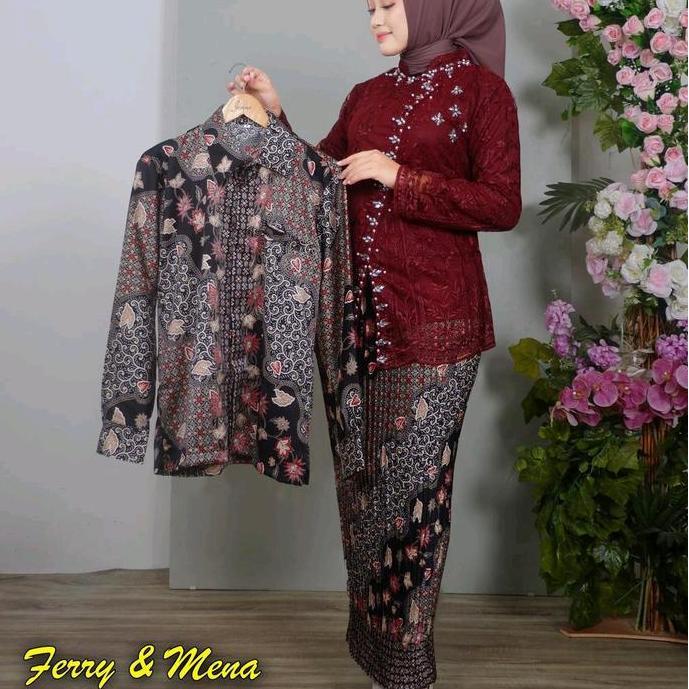 Newgir- Setelan Kebaya Couple Modern Sintia Baju Kondangan Suami Istri Pasangan Sarimbit