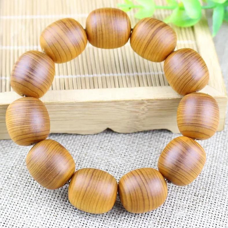 Natural Old Material Thuja Cypress Aging Black Oil Cedar Tibet Buddhism Amulet Bracelet