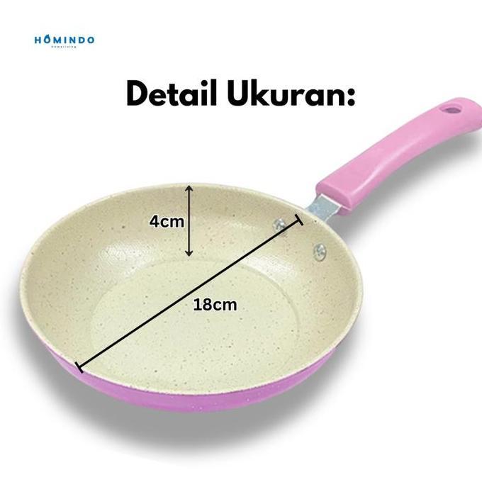 Coox- (Bisa Cod) Homindo Panci Teflon Frypan Warna Ukuran 18Cm Wajan Penggorengan Kecil Anti Lengket