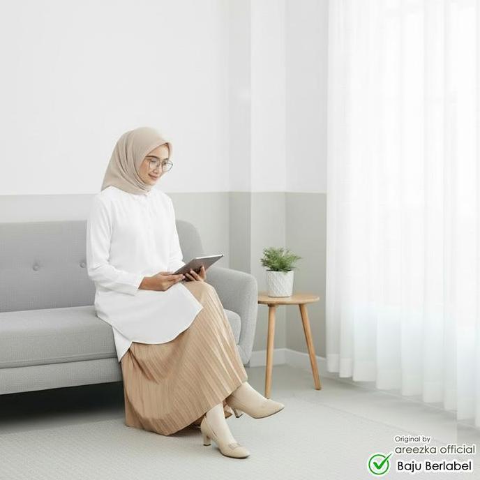 Newrelig- Alila Tunik Putih Bersih Katun Toyobo Baju Kerja Putih Tunik Putih Jumbo