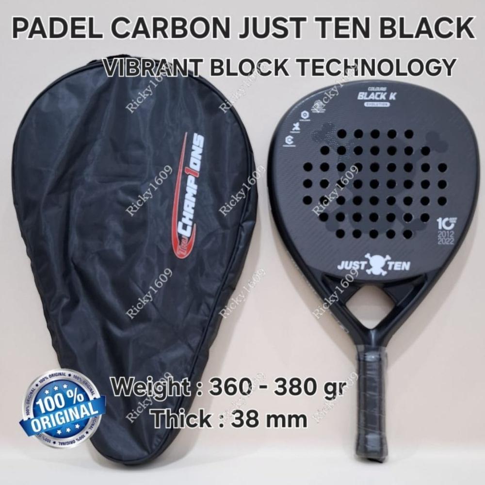 PADEL RACKET CARBON JUST TEN BLACK K EVOLUTION / RAKET PADEL CARBON JUST TEN BLACK K EVOLUTION (FULL