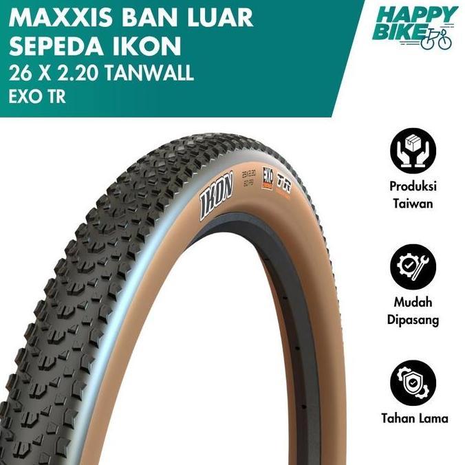 Promo MAXXIS Ban Luar Sepeda Ikon Tanwall Skinwall 26 x 2.20 EXO TR Tubeless Ready 60 TPI Bicycle Ou