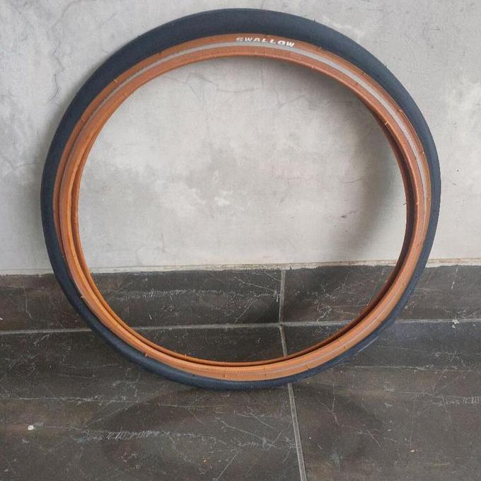 Promo Ban luar sepeda lipat 16 x 1 3/8 349 swallow tan wall lis reflektor kembang slick Diskon