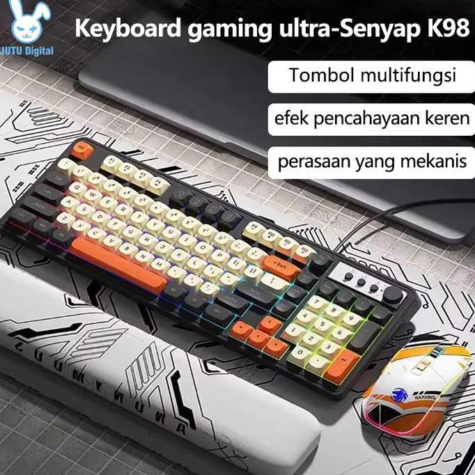 JUTU DIGITAL K98 Keyboard Keyboard Gaming Mekanik Keyboard Gaming cocok di pakai untuk Gaming, Kanto