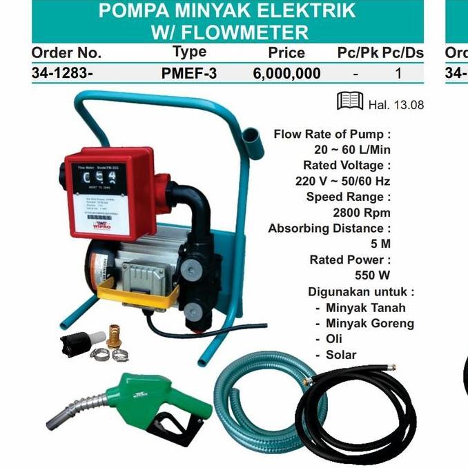 ] Pompa Minyak Oli Solar Elektrik with flow meter WIPRO PMEF3