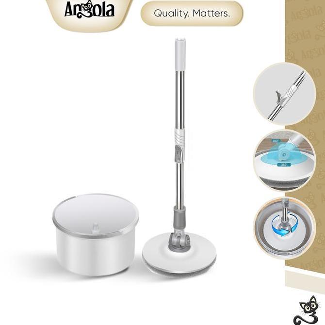 BERKUALITAS TP Angola Spin Mop D23 Alat Pel Lantai Otomatis Tanpa Peras
