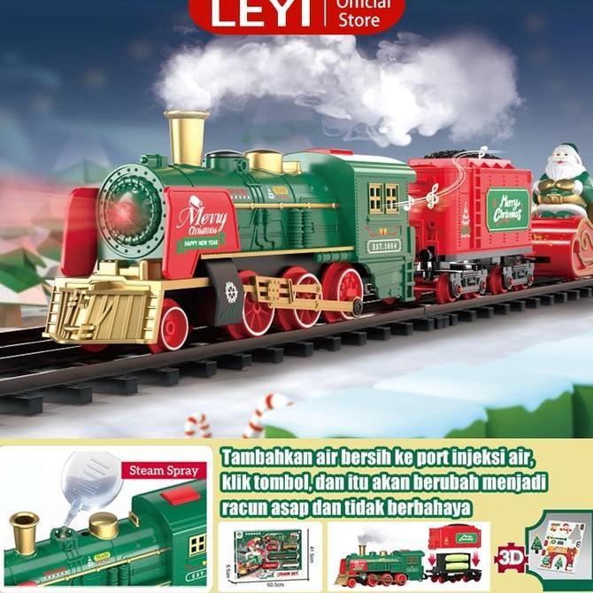 Berkualitas LEYI Kereta Mainan Anak Anak Mainan Kereta Api Full Set Lengkap Kereta Api Uap Mainan An