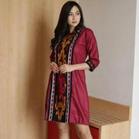Newrelig- Dress Etnik Toraja Dress Batik Katun Dress Wanita Kekinian Dress Kombinasi  Dress Songket 