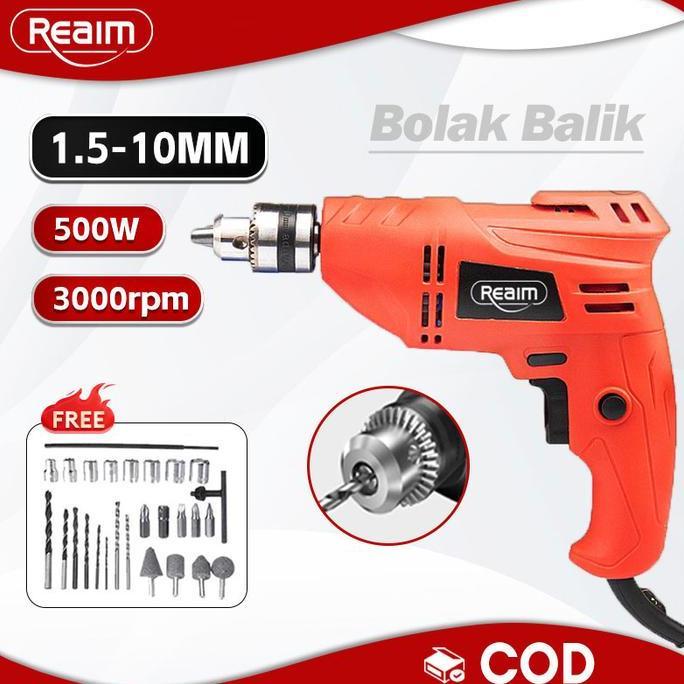 Pagenivansi - Reaim Mesin Bor Listrik Bolak Balik 5W 1.5-1mm 3rpm Bor Tangan Listrik untuk Tembok Ka