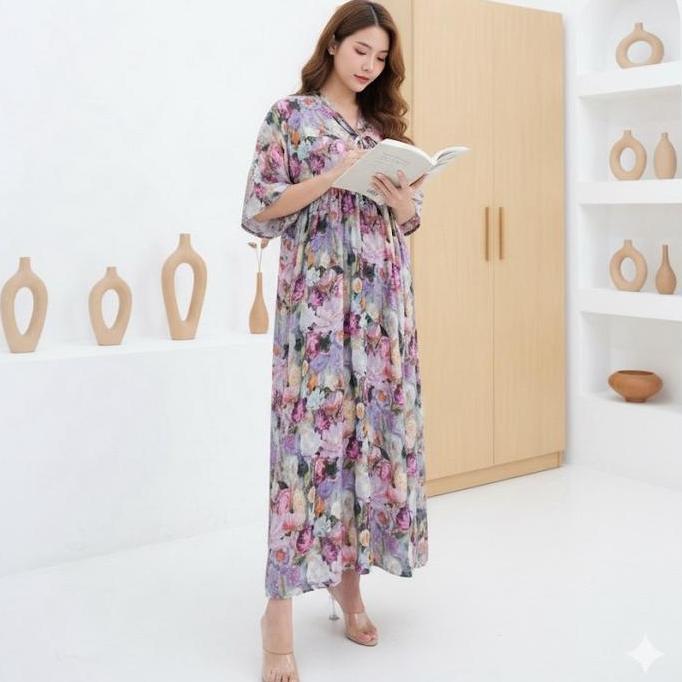 jannamah9 - daster midi dress cantik olla dress series daster midi ld 125 motif flower busui bumil d
