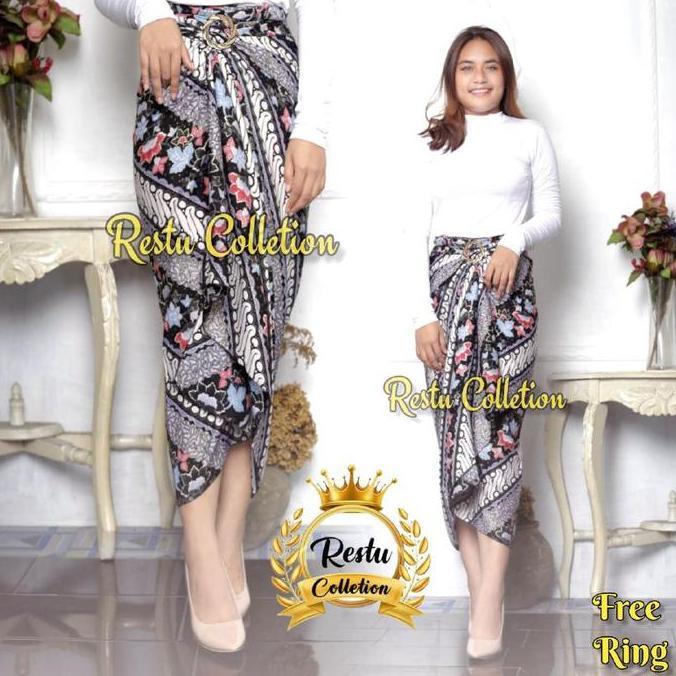 DI63 - ROK LILIT BATIK BAWAHAN KEBAYA WISUDA Kondangan Tunangan wanita Kain Maxi Motif Panjang Belah