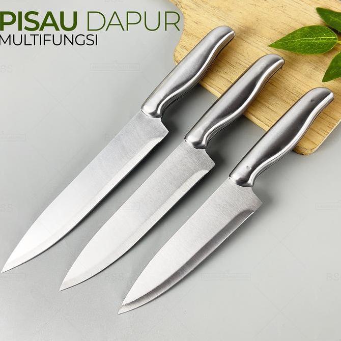 Lengkap- Pisau Dapur Tebal Stainless 28Cm 30Cm 32Cm Tajam Kitchen Chef Knife