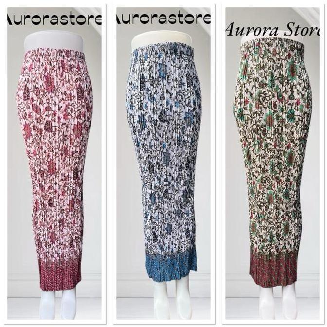 DF44 - Rok plisket batik motif SR / Rok pesta kondangan / bawahan kebaya modern / rok wisuda jumbo K