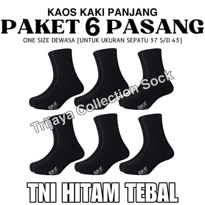 Keren- Paket 6 Pasang Kaos Kaki Tni Hitam Panjang Tebal Pria Dewasa / Kaos Kaki Sport Security Cowok