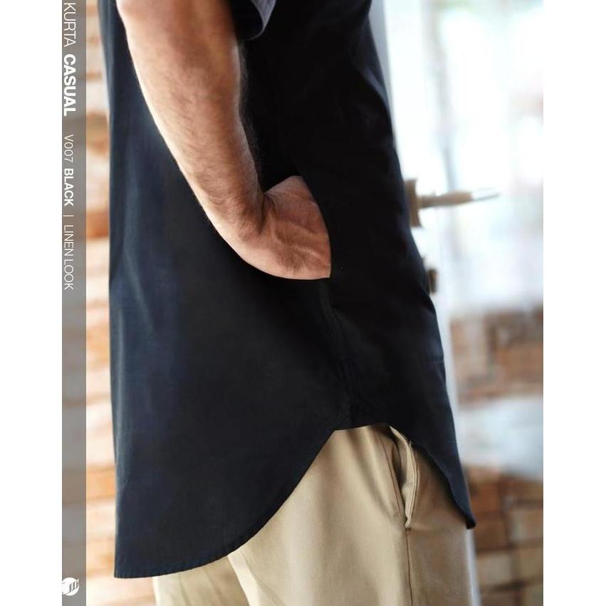 Ready SAMASE Kurta Casual V007 Kemko Kemeja Pria Dewasa Lengan Pendek