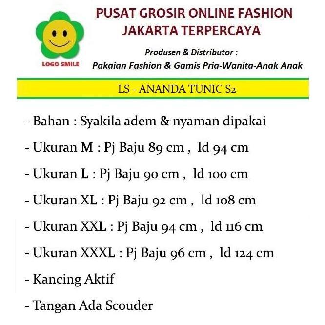 Ready NEW ARRIVAL Tunik Ananda S2 LS (Ukuran L - XXL)