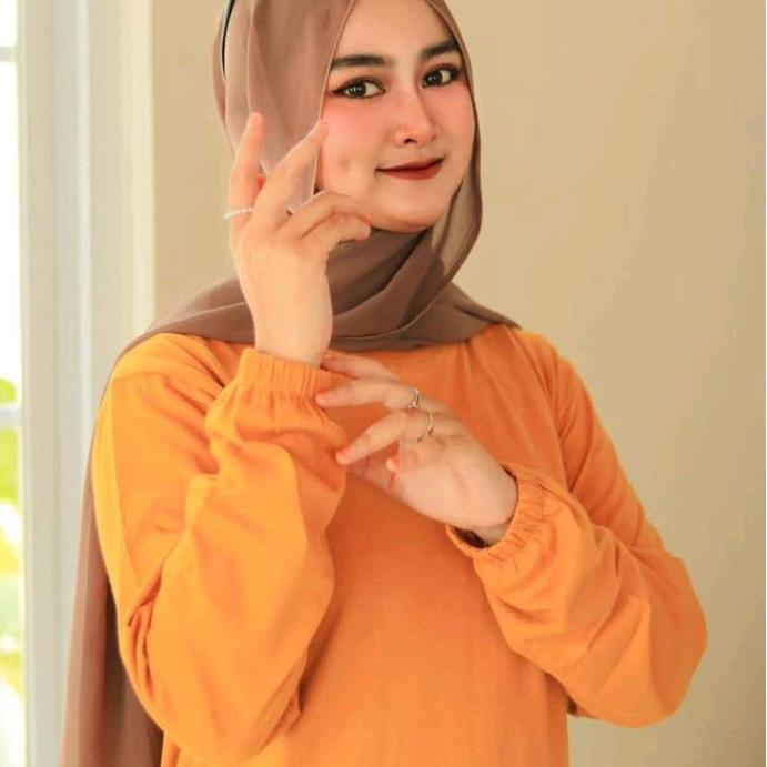 Ready BISA COD kaos tunik wanita polos bisa untuk seragaman - lengan panjang bahan katun combed 24s 
