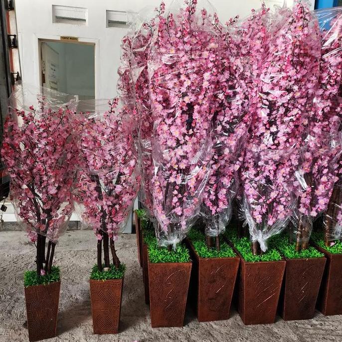 Pohon Meihwa Imlek Besar 180cm Dekorasi Pohon Sakura Pink Merah Meihua