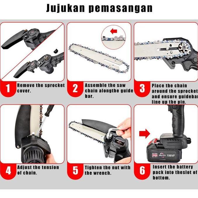 Gergaji Listrik Mini Diameter 6 Inci dan 4 Inci Gergaji Portable Tanpa Kabel Gergaji Listrik Genggam