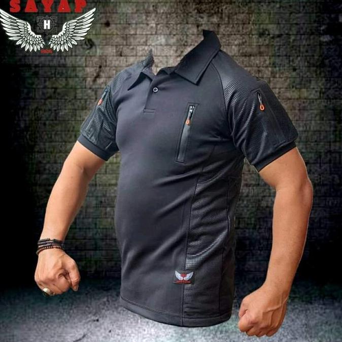 Kaus TNI POLRI BDU wangki lengan pendek pria full scuba motif polos loreng tebal kerah baju Basic Fo