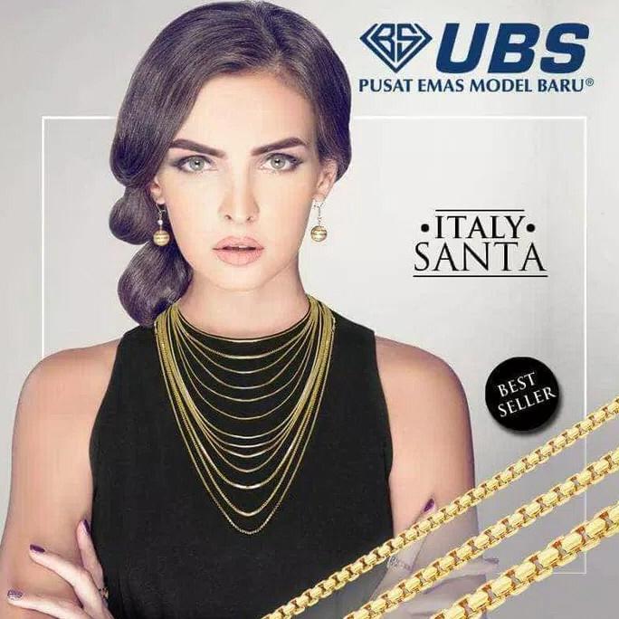 Acckita- Kalung Emas Kuning Ubs Italy Santa 75% 5 Gram