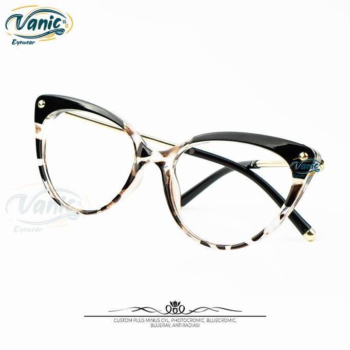 Kacamata Cat Eye Leopard Photocromic Wanita VNC93308