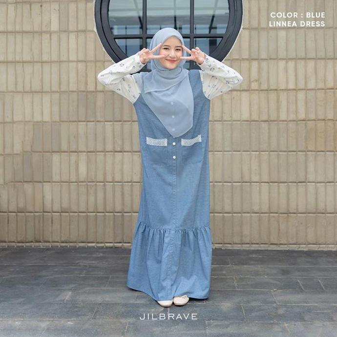 Jilbrave Linnea Dress Dress Cotton Muslimah Basic Daily Wear Motif Bunga Casual