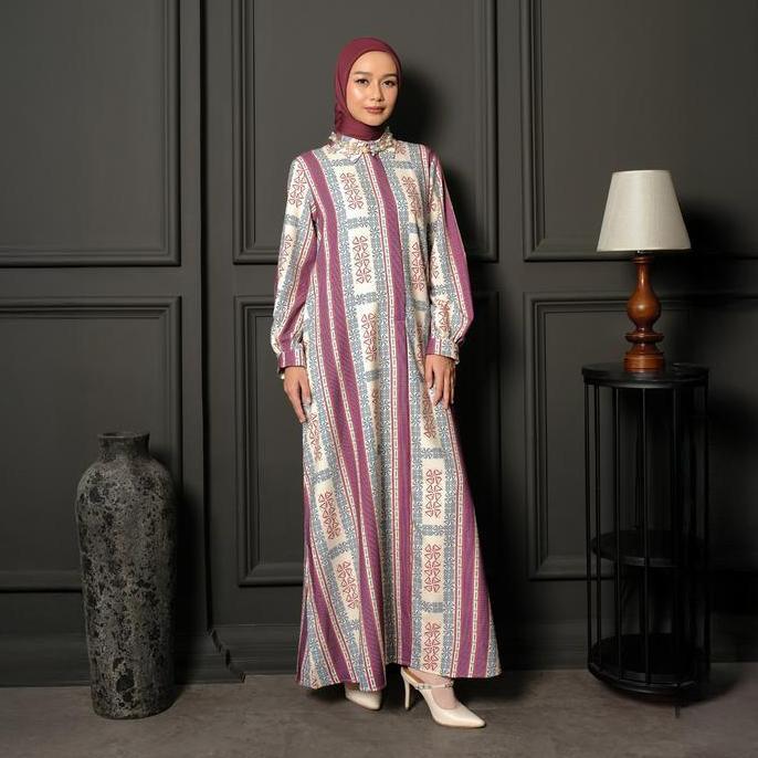 Zm Zaskia Mecca - Marla Gamis Wanita - Edisi Monogram Lambang Dress Kerah